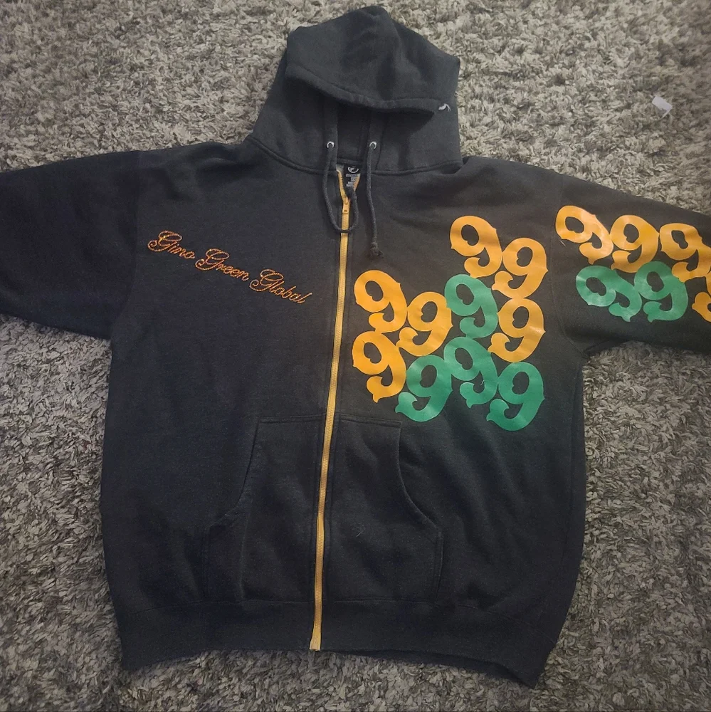 gino green global 4XL パーカー Men's Gino Green Global Black Hoodie 80% Cotton 20% Polyester Long